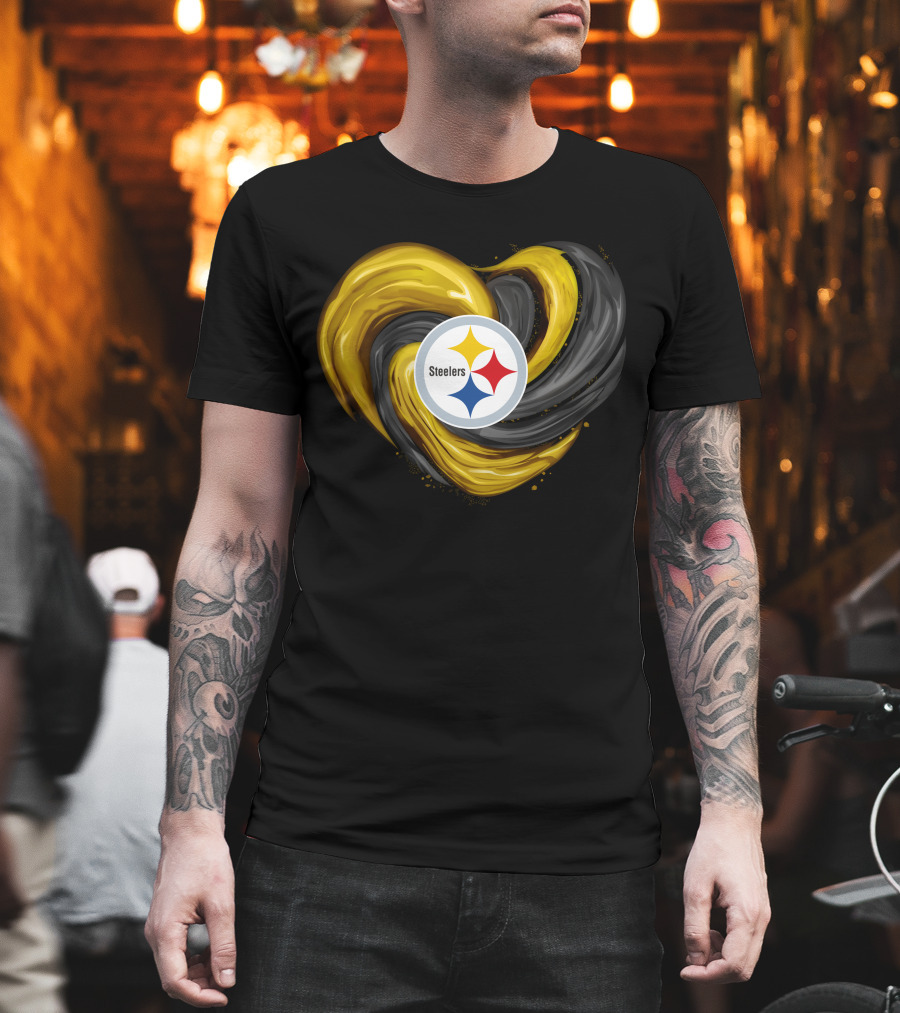 Steelers Tornado Heart Black and Gold Swirl T-Shirt