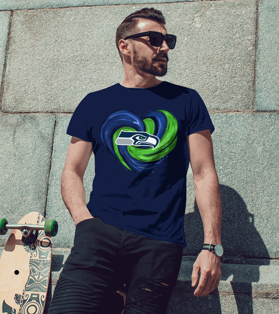 Seattle Seahawks Heart Logo Tornado T-Shirt