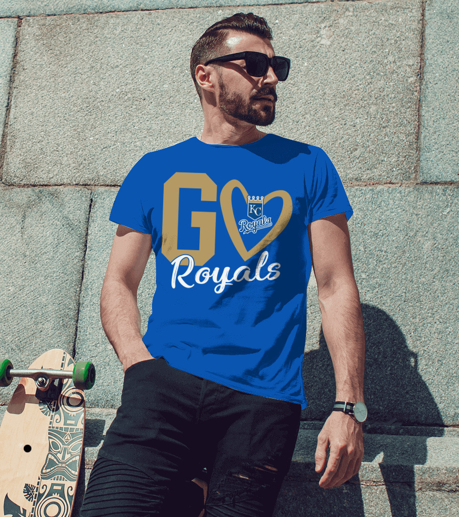 Go Royals KC Heart Crown Logo Royals T-Shirt