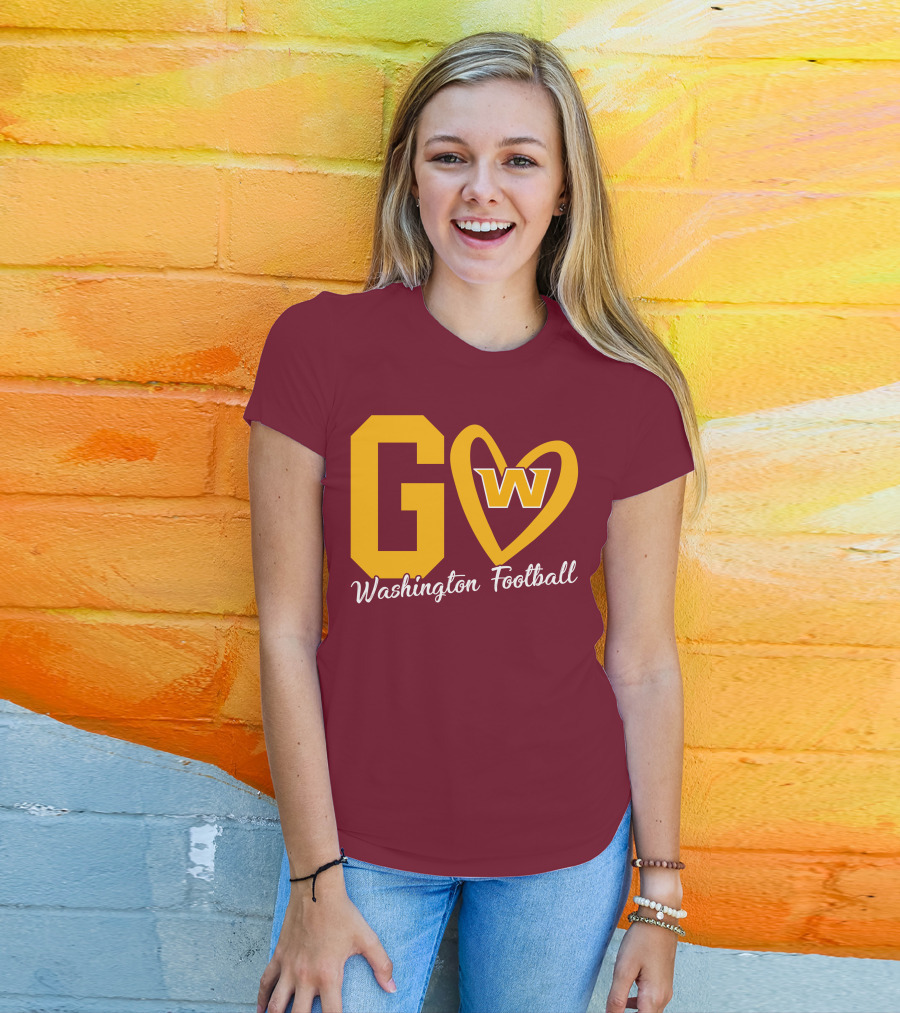 Go W Washington Football Team Heart T-Shirt