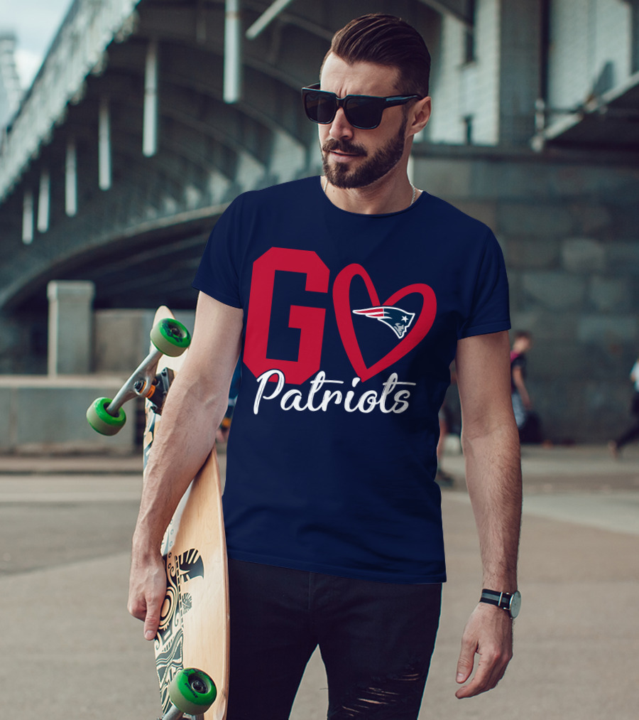 Go Patriots New England Patriots Logo Heart T-Shirt