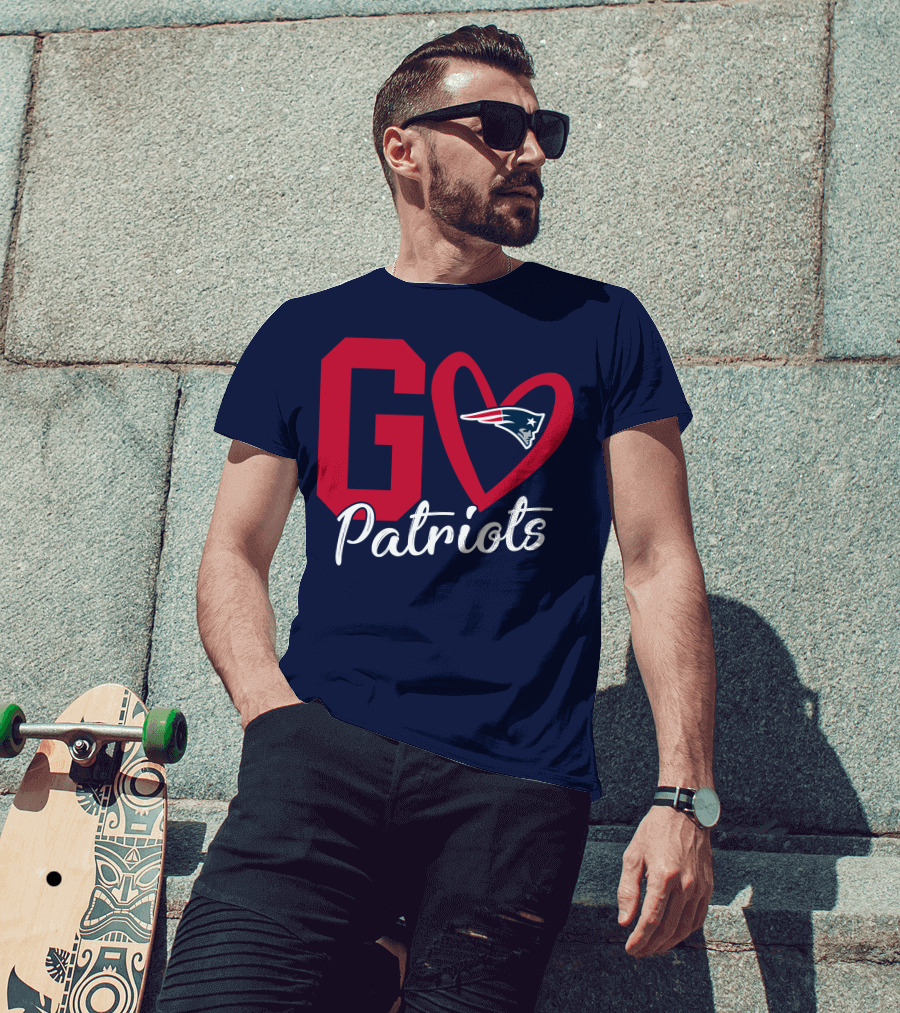 Go Patriots New England Patriots Logo Heart T-Shirt