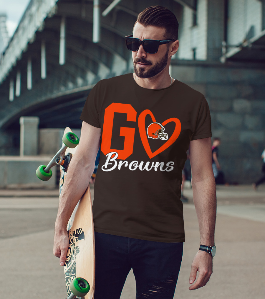 GO Heart Browns Football Helmet T-Shirt