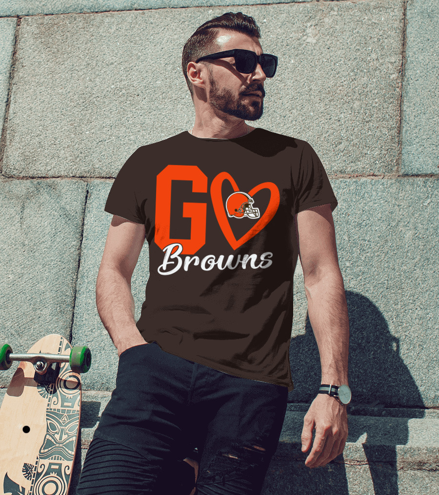 GO Heart Browns Football Helmet T-Shirt