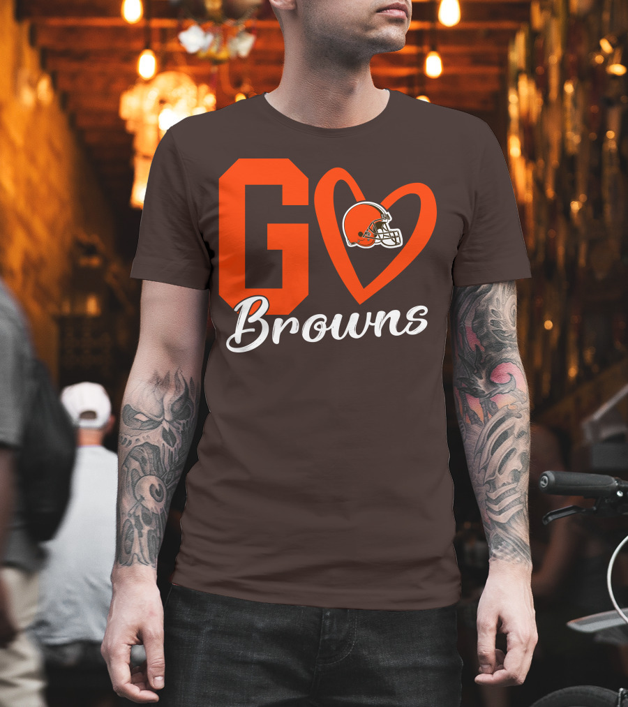 GO Heart Browns Football Helmet T-Shirt