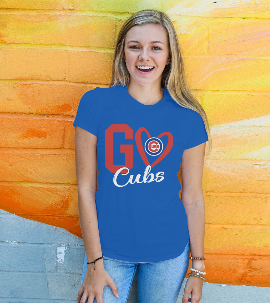 Go Cubs Love Heart With Chicago Cubs T-Shirt