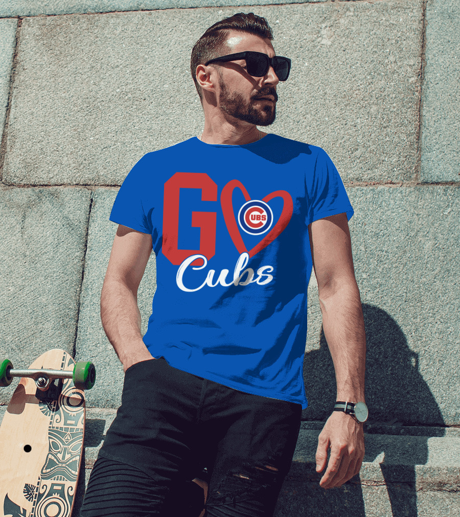Go Cubs Love Heart With Chicago Cubs T-Shirt