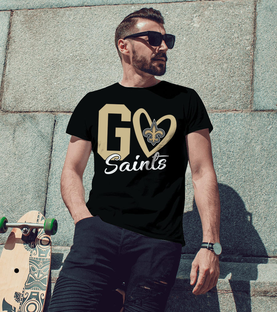 Go Saints Fleur-de-Lis Heart T-Shirt