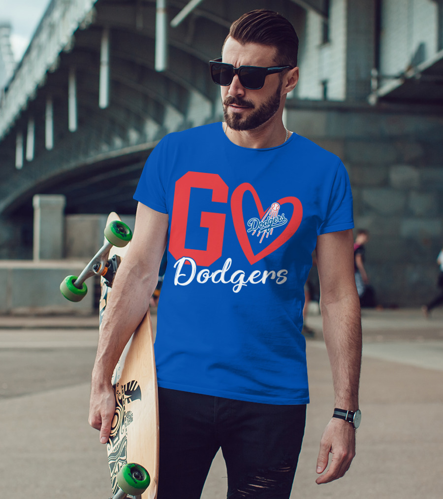 Go Dodgers Heart Logo Baseball Dodgers T-Shirt