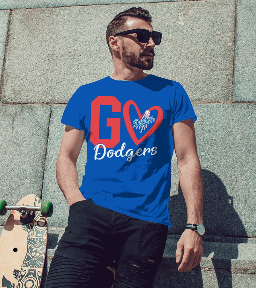 Go Dodgers Heart Logo Baseball Dodgers T-Shirt