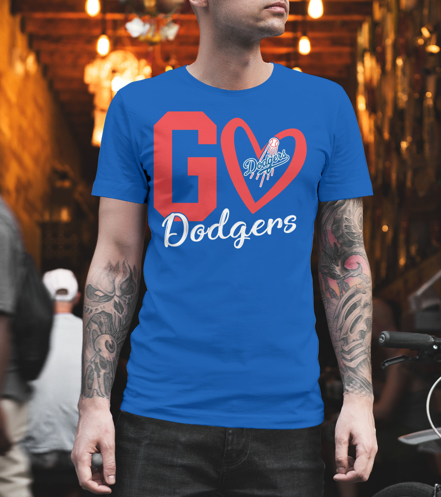 Go Dodgers Heart Logo Baseball Dodgers T-Shirt
