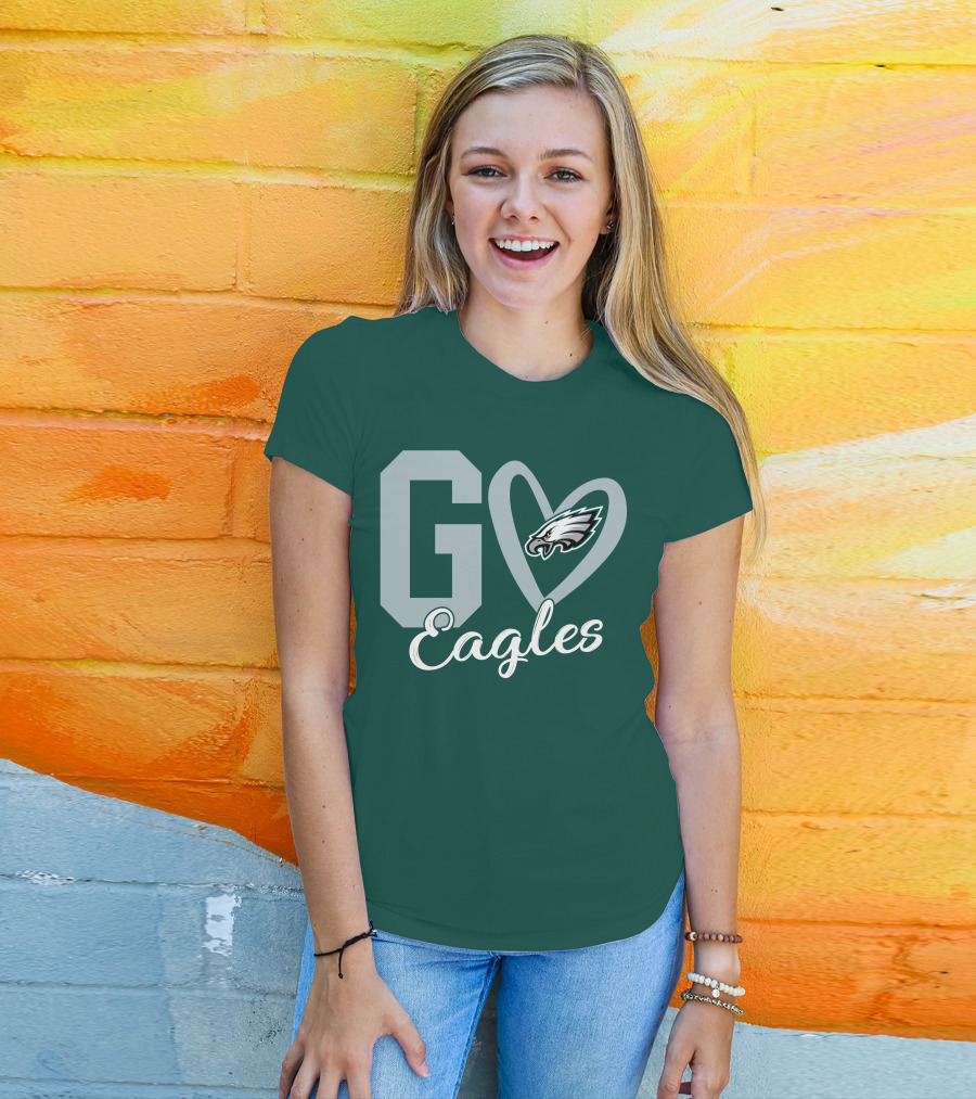 Go Eagles Philadelphia Eagles Logo Heart T-Shirt