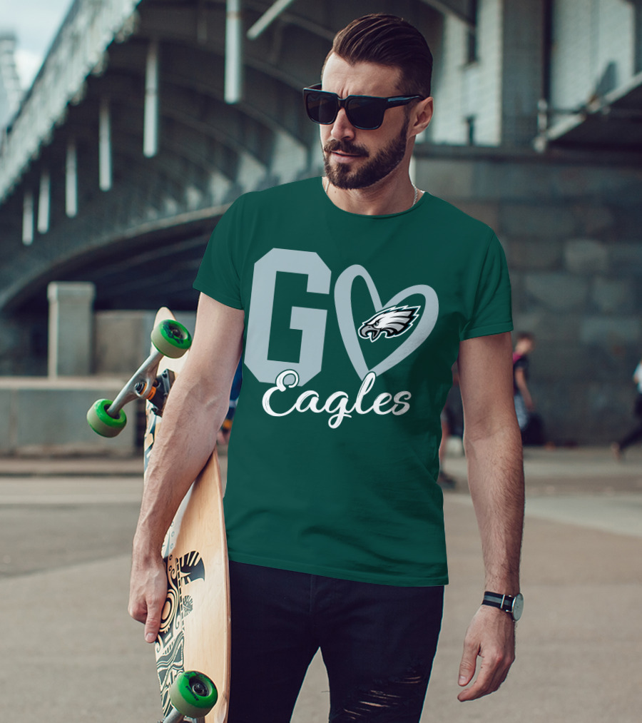 Go Eagles Philadelphia Eagles Logo Heart T-Shirt