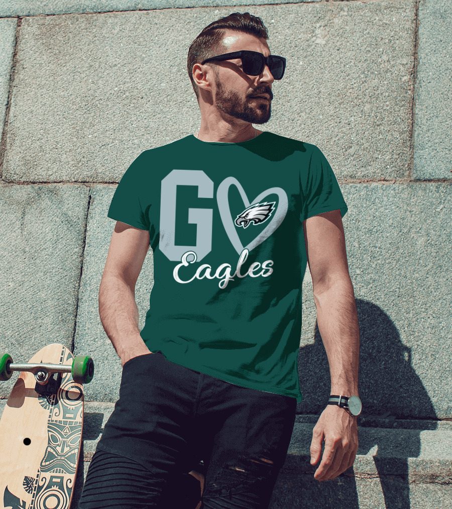 Go Eagles Philadelphia Eagles Logo Heart T-Shirt