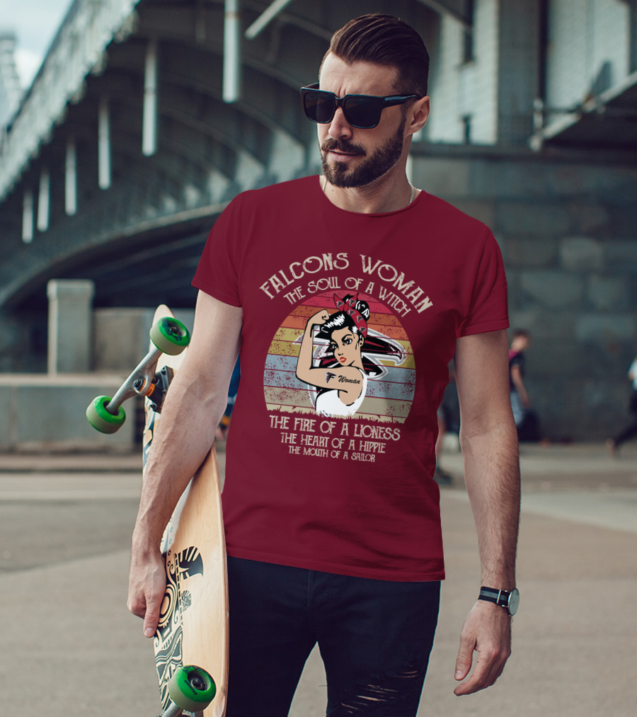 Falcons Woman The Soul Of A Witch The Fire Of A Lioness The Heart Of A Hippie The Mouth Of A Sailor T-Shirt