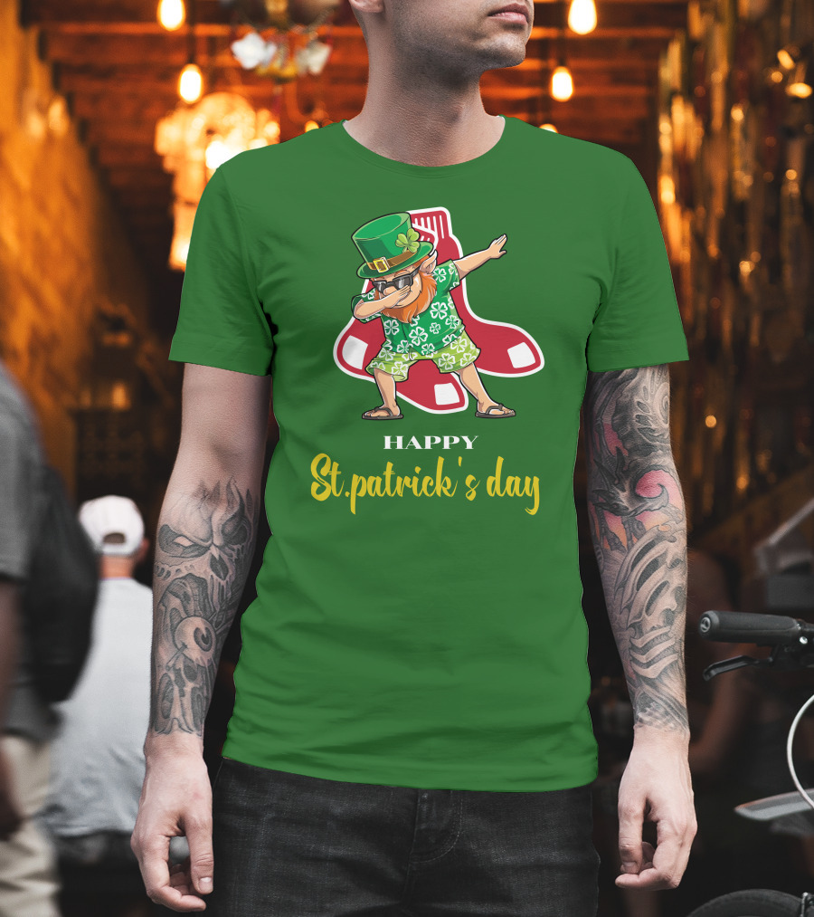 Happy St. Patrick's Day Boston Red Sox Dabbing Leprechaun T-Shirt