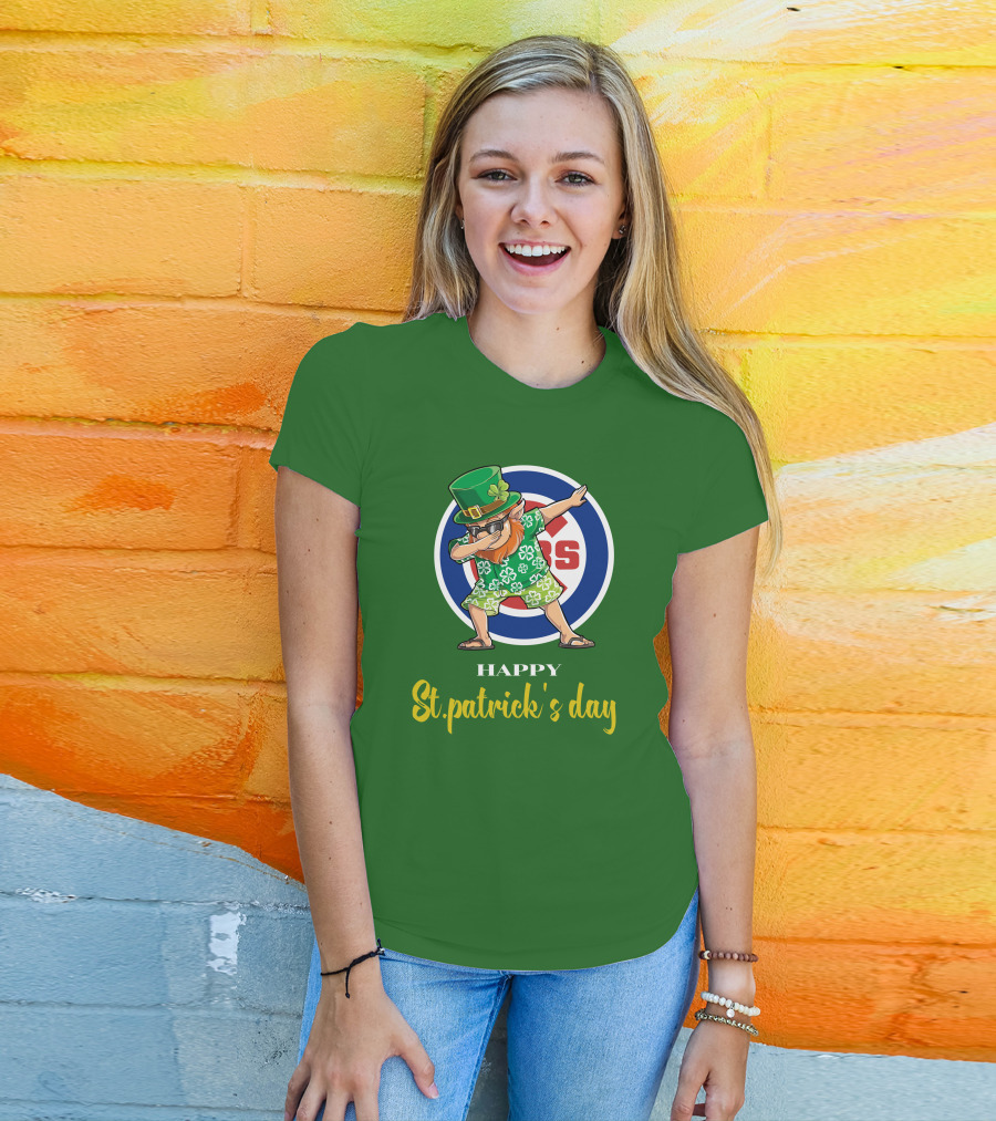 Happy St. Patrick's Day Chicago Cubs Dabbing Leprechaun T-Shirt