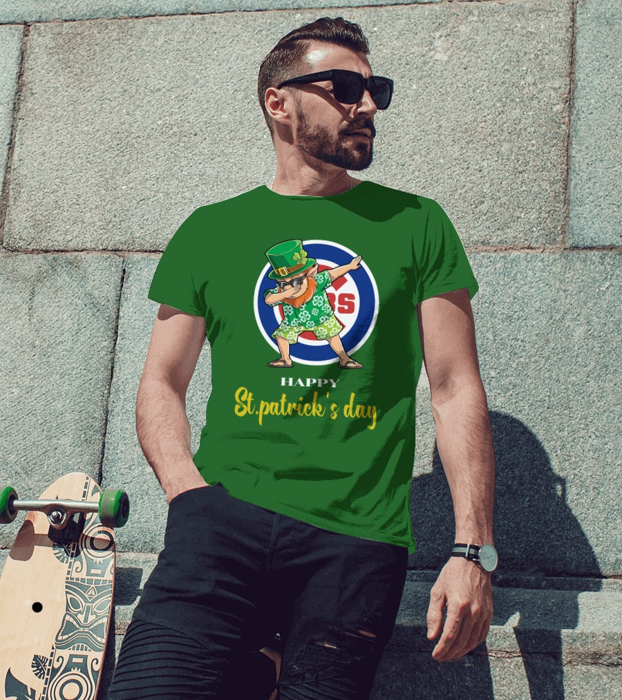 Happy St. Patrick's Day Chicago Cubs Dabbing Leprechaun T-Shirt