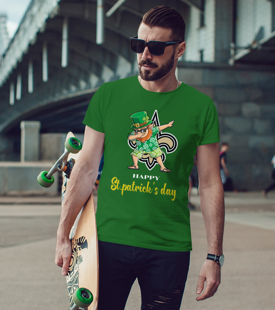 Happy St. Patrick's Day New Orleans Saints Dabbing Leprechaun T-Shirt