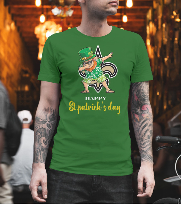 Happy St. Patrick's Day New Orleans Saints Dabbing Leprechaun T-Shirt Happy St. Patrick's Day New Orleans Saints Dabbing Leprechaun T-Shirt