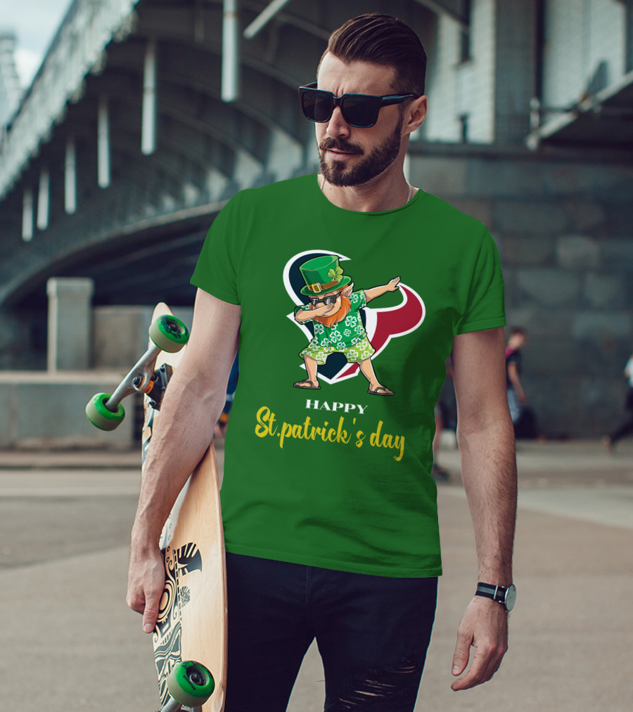 Houston Texans Happy St. Patrick's Day Dabbing Leprechaun T-Shirt