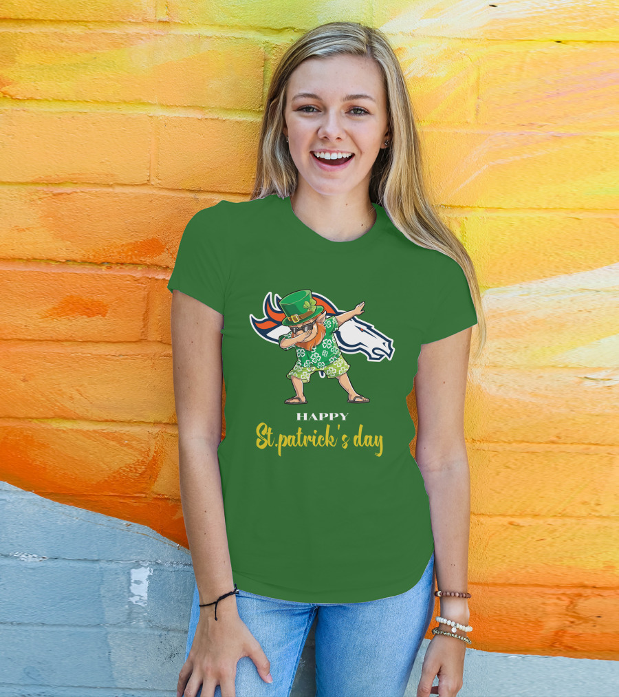 Happy St. Patrick's Day Denver Broncos Dabbing Leprechaun T-Shirt
