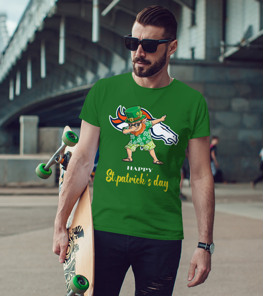 Happy St. Patrick's Day Denver Broncos Dabbing Leprechaun T-Shirt