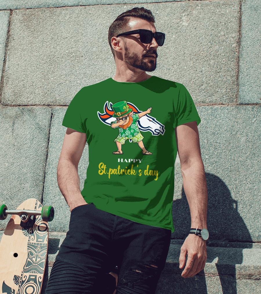 Happy St. Patrick's Day Denver Broncos Dabbing Leprechaun T-Shirt