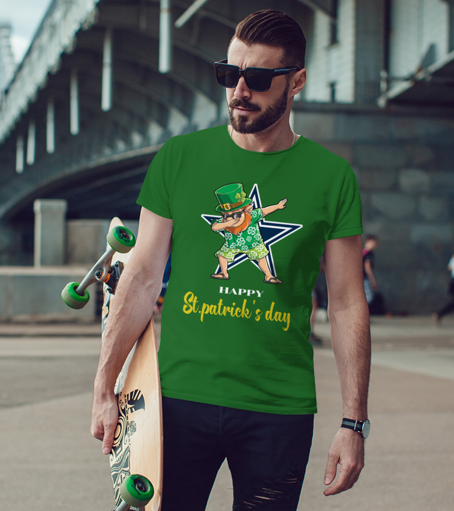 Happy St. Patrick's Day Dallas Cowboys Leprechaun Dabbing T-Shirt