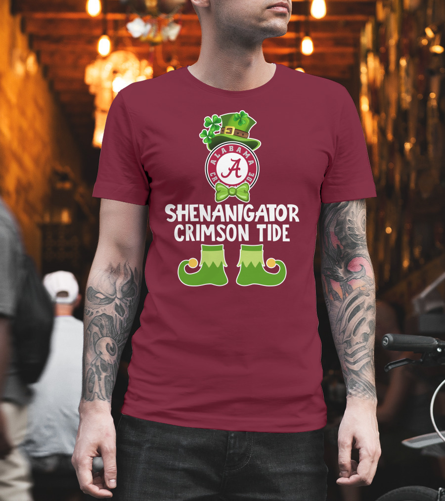 Shenanigator Alabama Crimson Tide St. Patrick's Day Funny Leprechaun T-Shirt