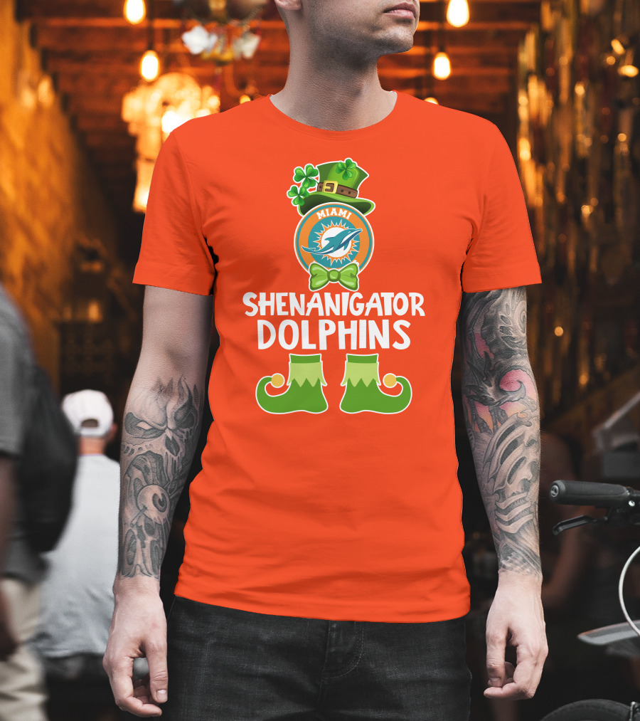 Shenanigator Miami Dolphins St. Patrick's Day Funny Leprechaun T-Shirt