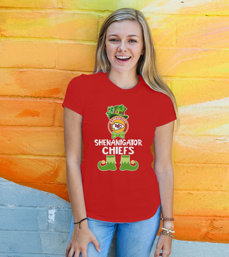 Kansas City Chiefs Shenanigator Leprechaun St. Patrick's Day Fun T-Shirt