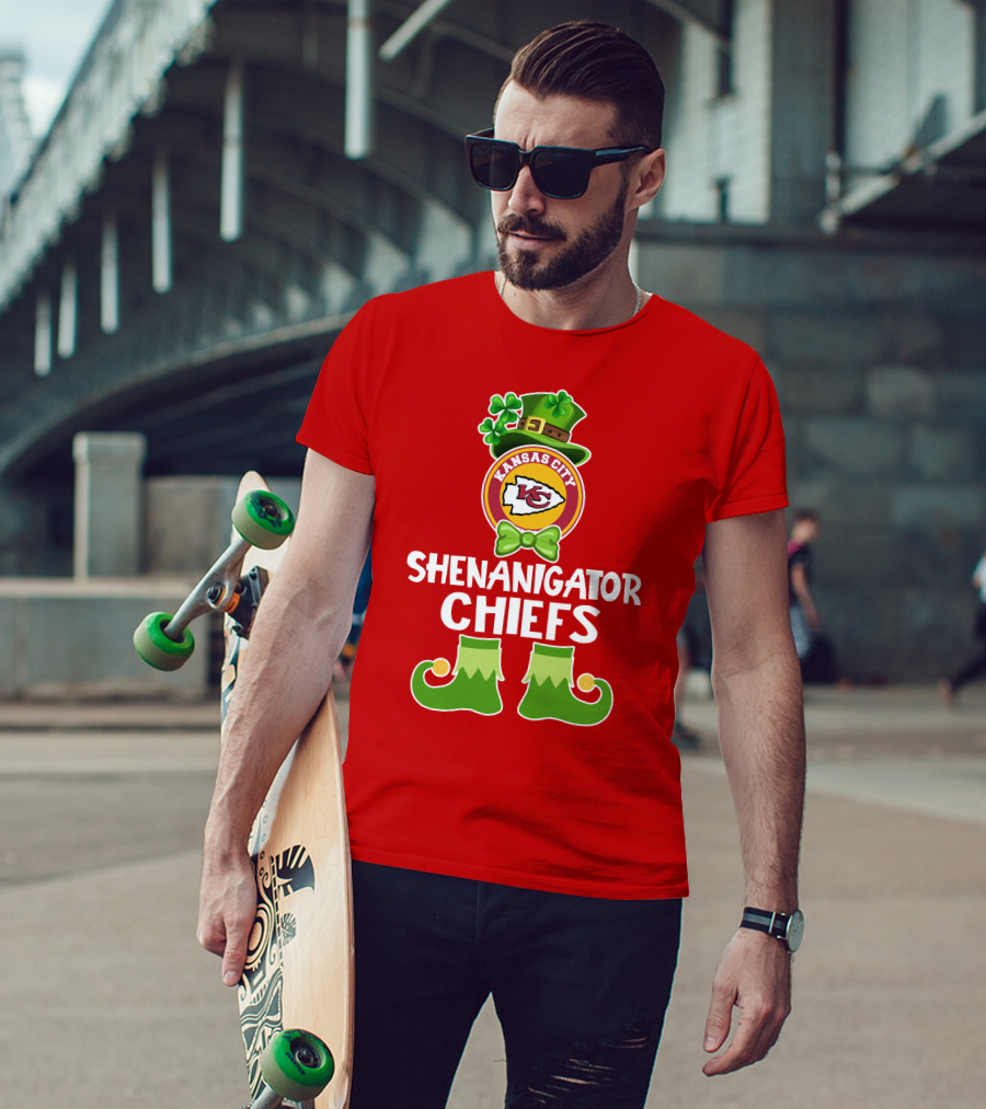 Kansas City Chiefs Shenanigator Leprechaun St. Patrick's Day Fun T-Shirt