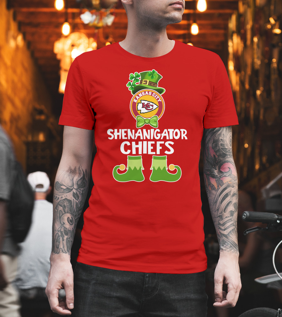 Kansas City Chiefs Shenanigator Leprechaun St. Patrick's Day Fun T-Shirt