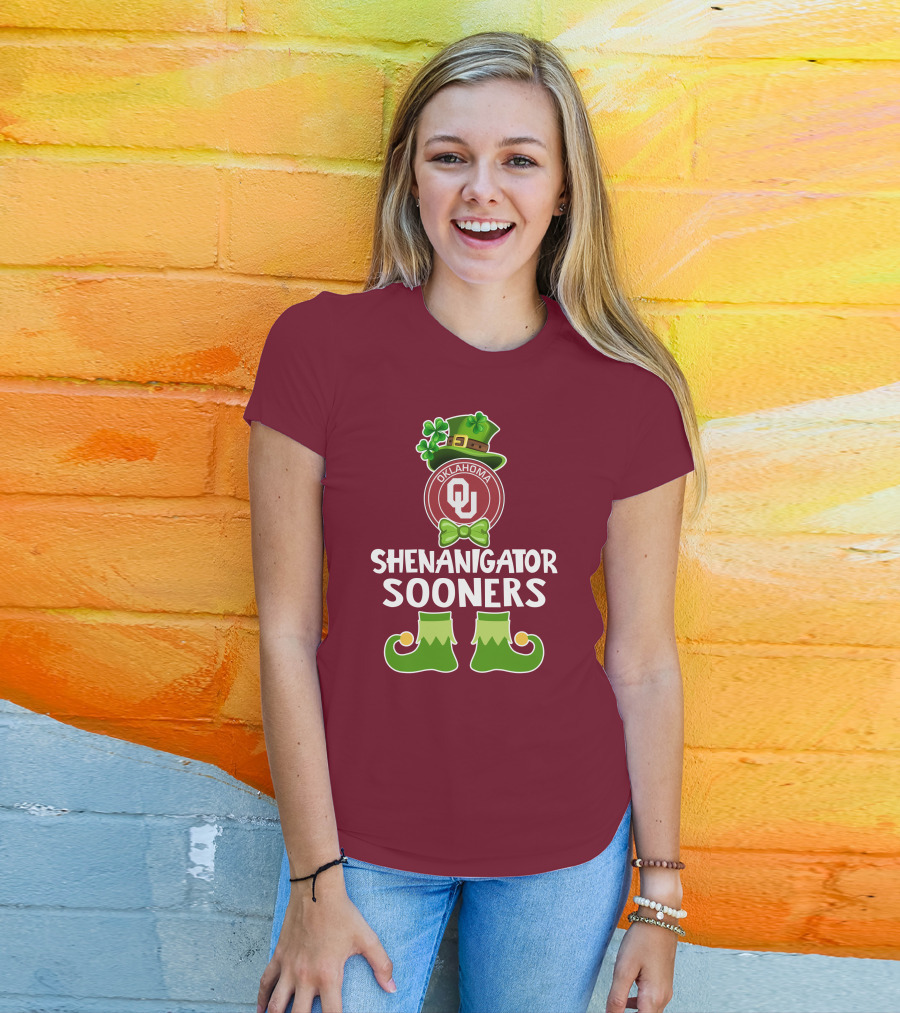 Shenanigator Oklahoma Sooners Funny Leprechaun St. Patrick's Day T-Shirt