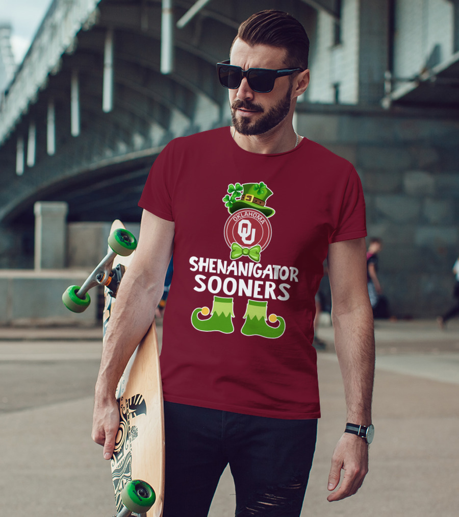 Shenanigator Oklahoma Sooners Funny Leprechaun St. Patrick's Day T-Shirt