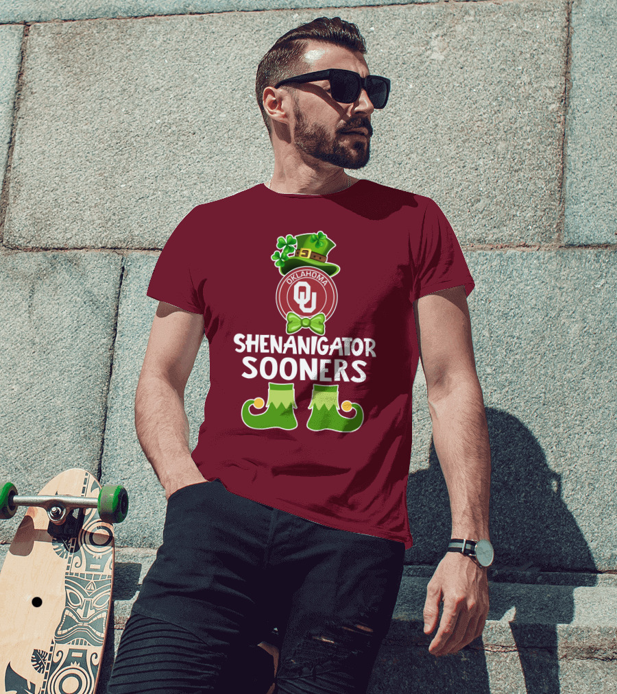 Shenanigator Oklahoma Sooners Funny Leprechaun St. Patrick's Day T-Shirt