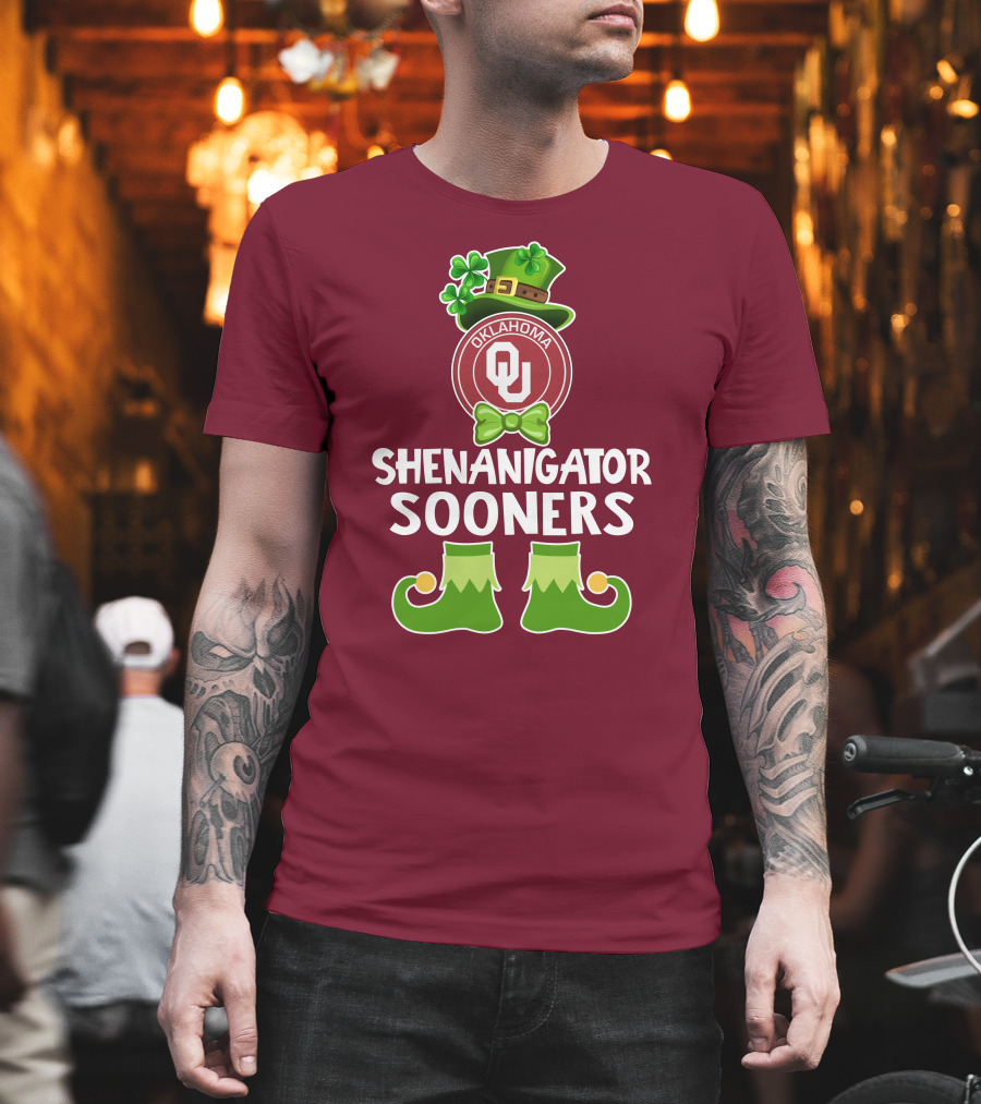 Shenanigator Oklahoma Sooners Funny Leprechaun St. Patrick's Day T-Shirt