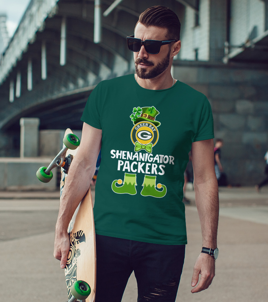 Green Bay Packers Shenanigator Funny Leprechaun St. Patrick's Day T-Shirt