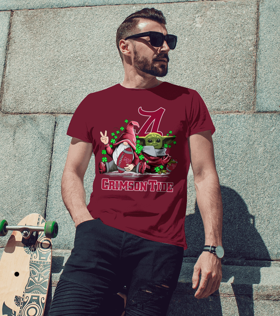 Leprechauns Gnomes Baby Yoda Alabama Crimson Tide Football T-Shirt
