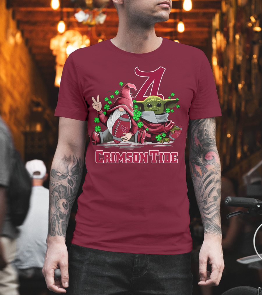 Leprechauns Gnomes Baby Yoda Alabama Crimson Tide Football T-Shirt