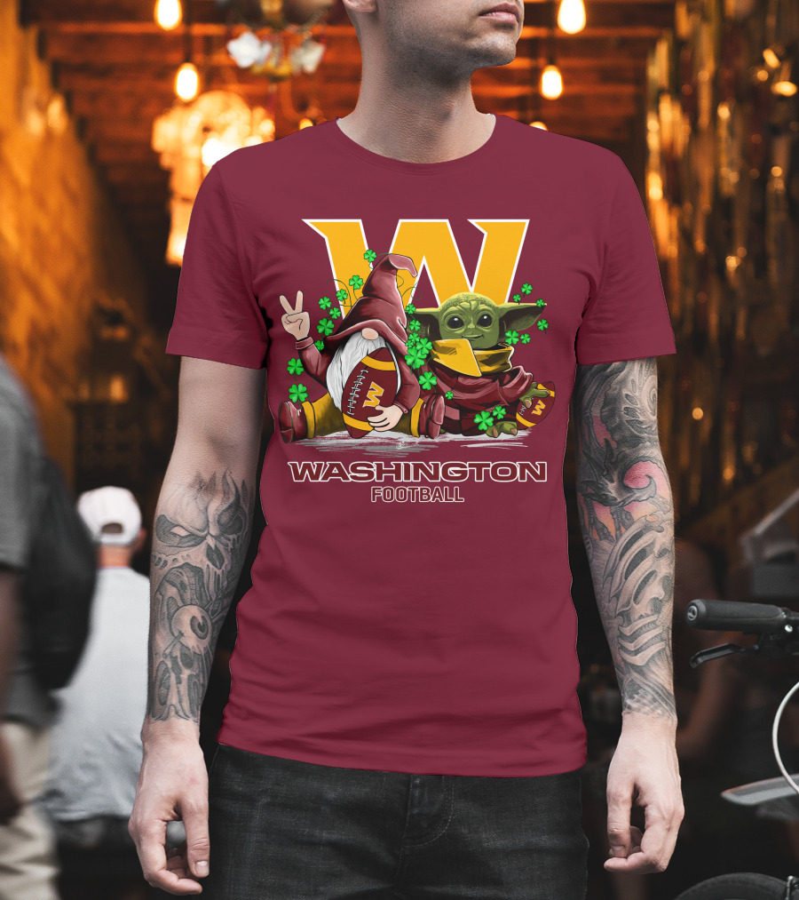 Leprechauns Gnomes Baby Yoda Hug Washington Football Team W Football T-Shirt