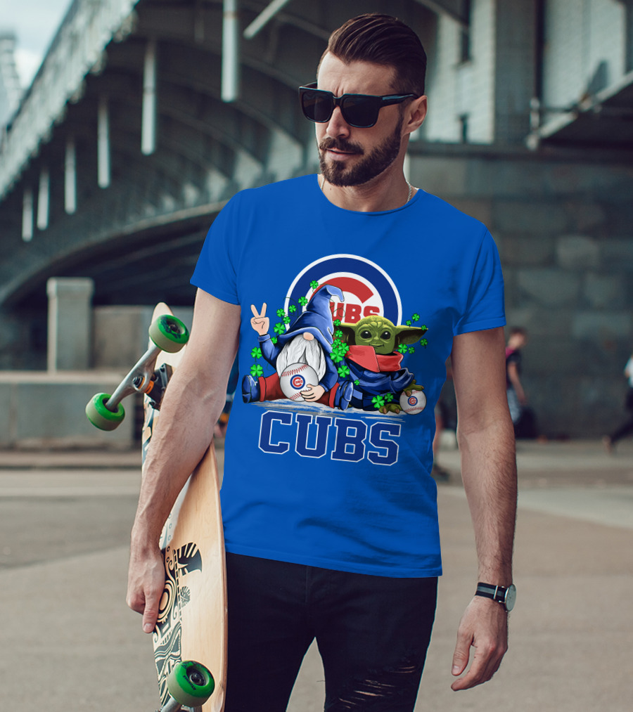 Chicago Cubs Leprechauns Gnomes Baby Yoda Baseball T-Shirt