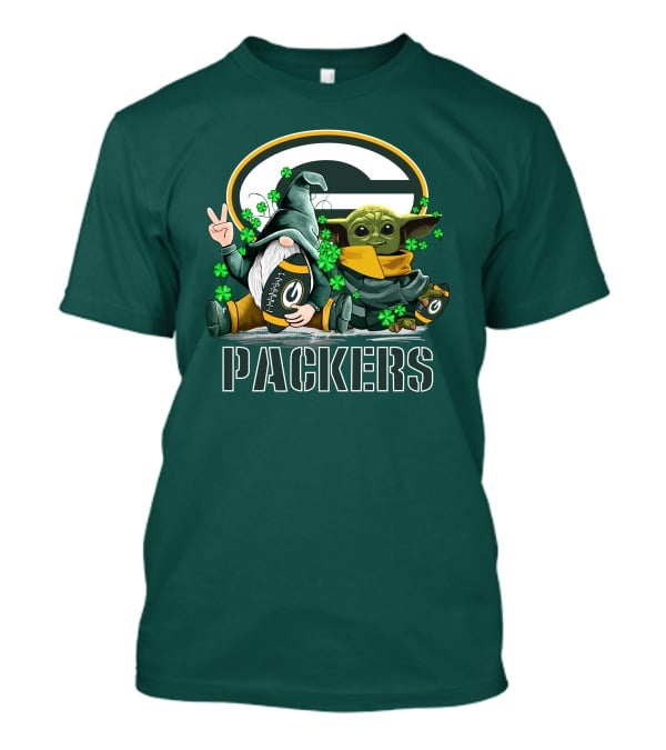 Leprechauns Gnomes Baby Yoda Packers Logo Shamrocks Hug Green Bay T-Shirt