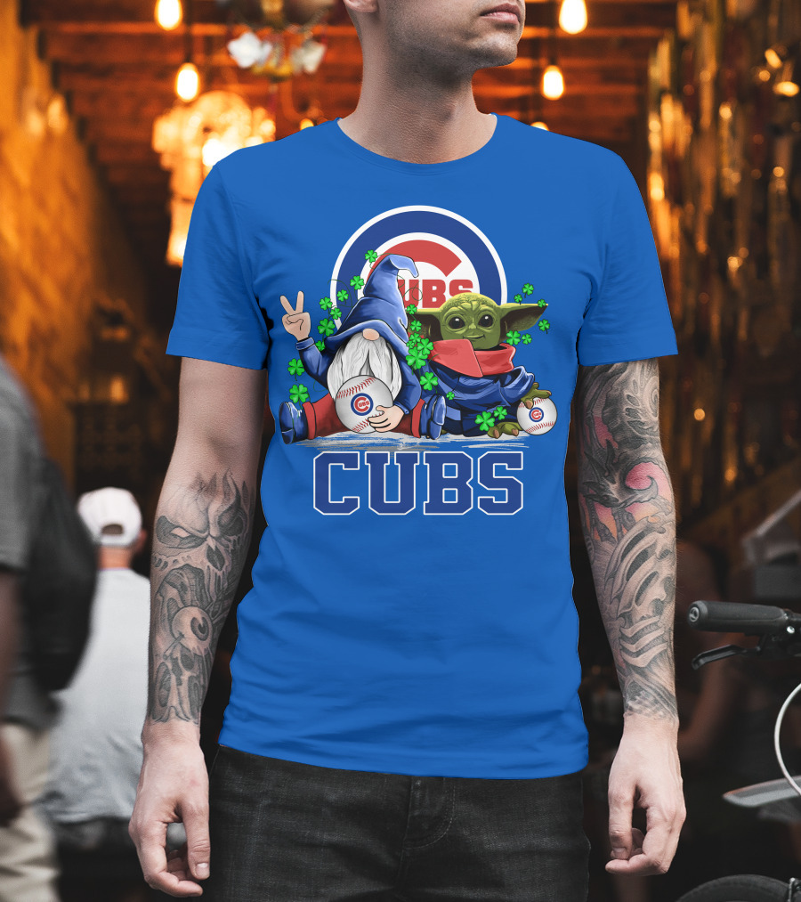 Chicago Cubs Leprechaun Gnome Baby Yoda Baseball Clover T-Shirt