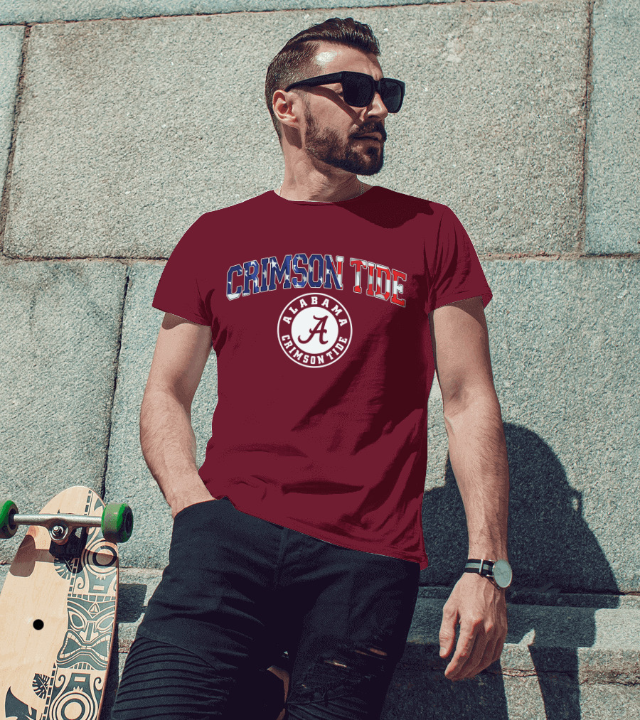 Alabama Crimson Tide American Flag Crimson Tide Circle T-Shirt