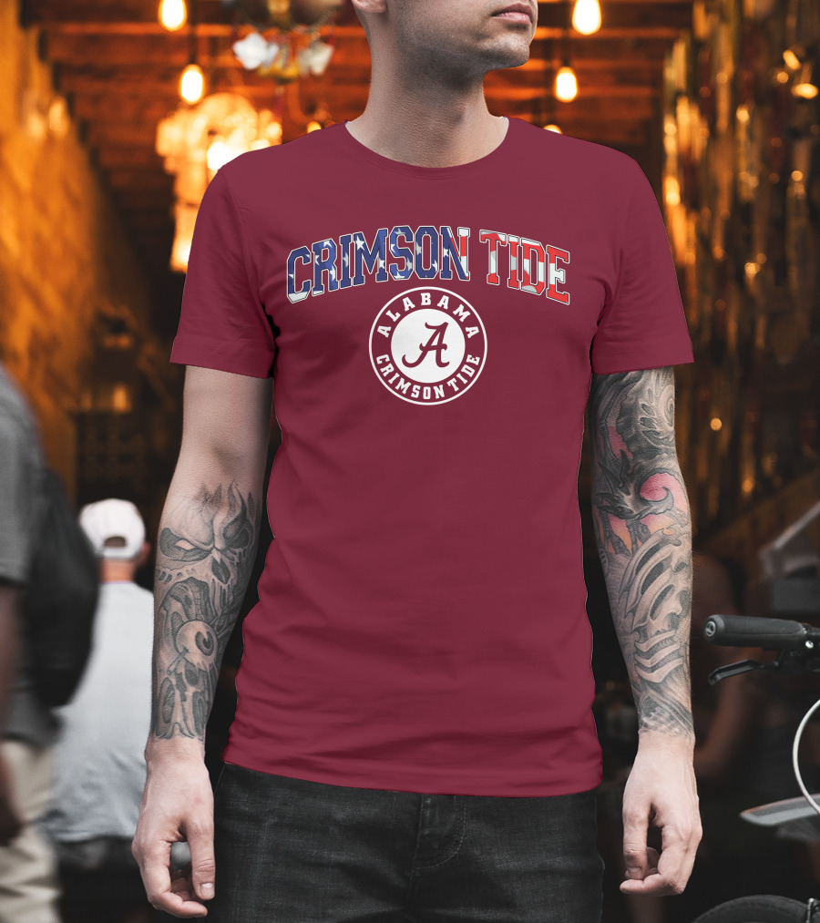 Alabama Crimson Tide American Flag Crimson Tide Circle T-Shirt