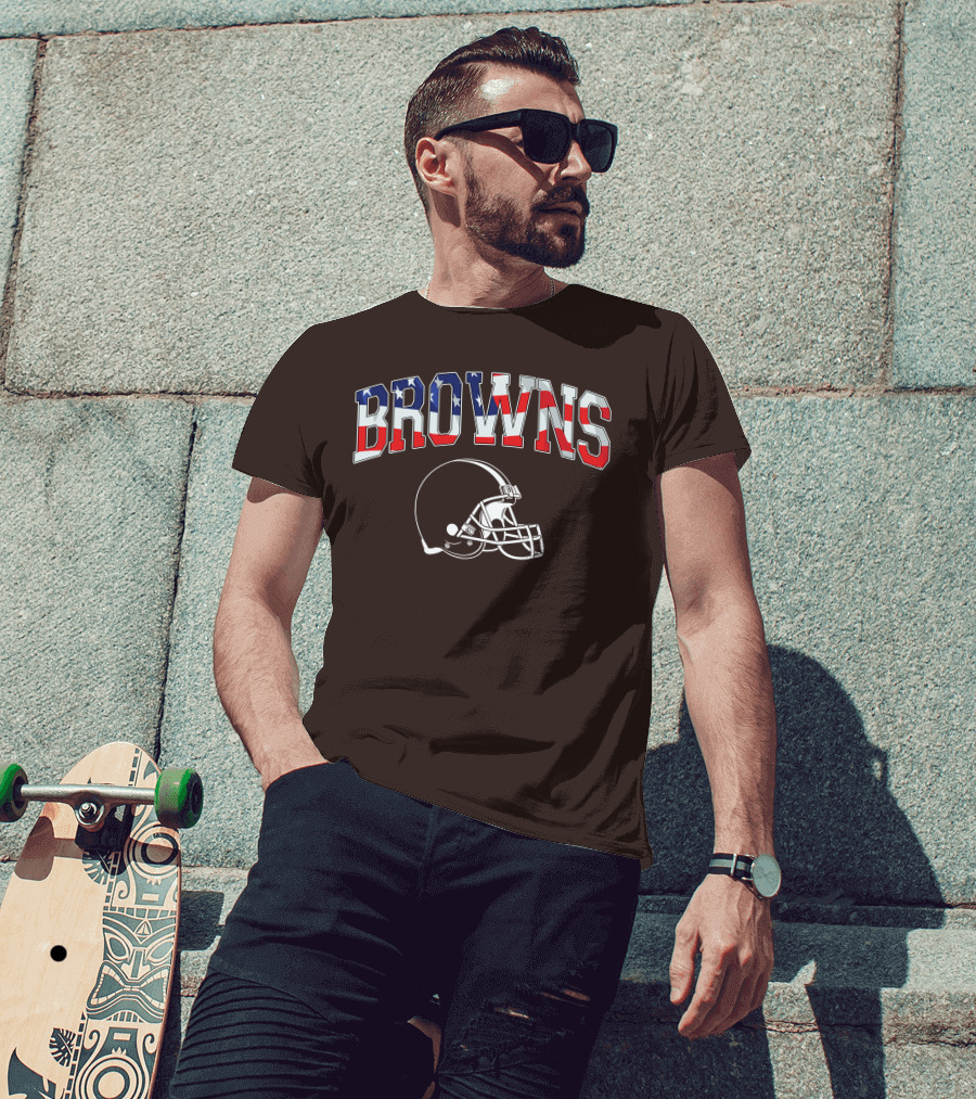 Browns American Flag Helmet T-Shirt