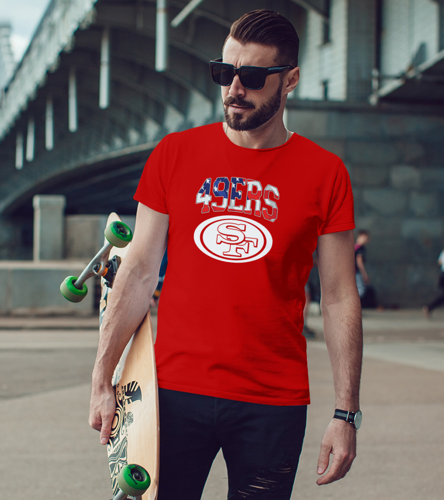San Francisco 49ers 49ers American Flag SF Oval T-Shirt