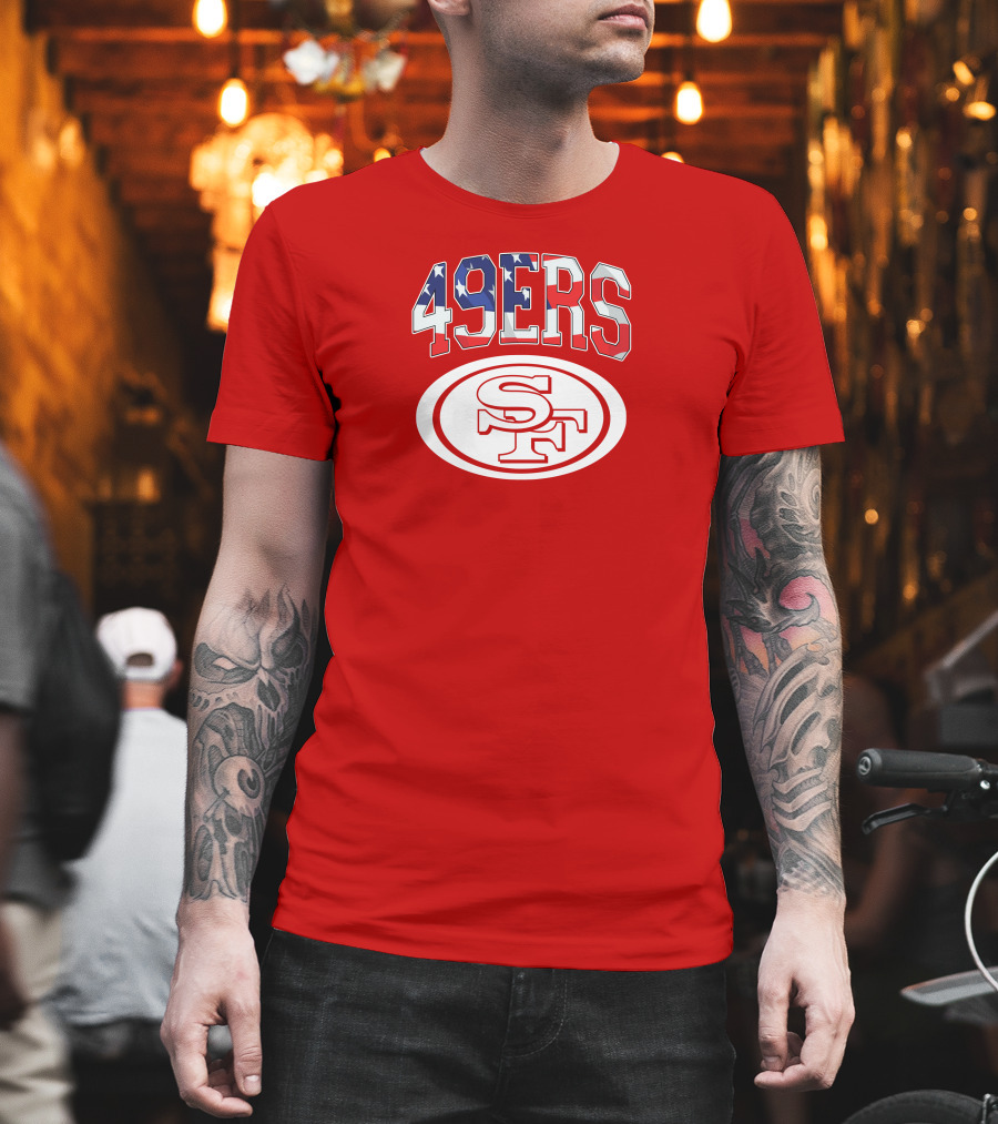 San Francisco 49ers 49ers American Flag SF Oval T-Shirt